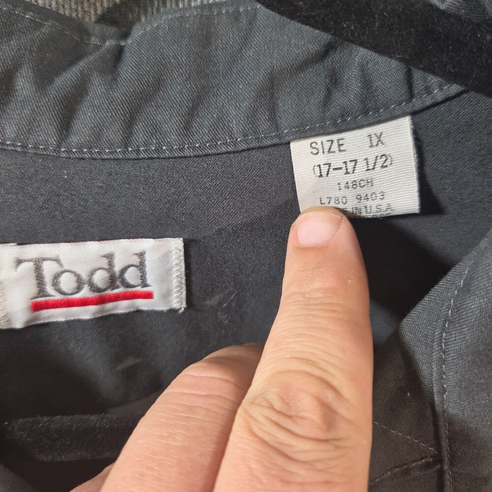 Todd Men's XL 17-17.5 Western Snap Shirt Gray Long Sleeve USA